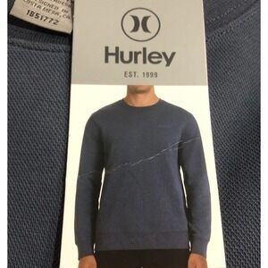 New Hurley Men's Long Sleeve Pullover Blue Cotton Blend Small